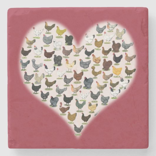Hühnerherz Steinuntersetzer (Vorderseite)