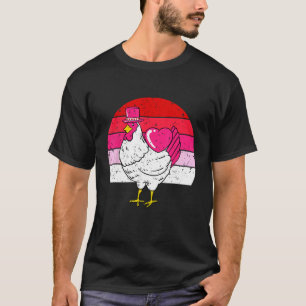 Hühnerherz Valentinstag Retro-Bauernhoftier Liebe T-Shirt