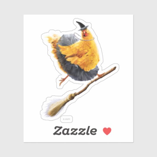 Hühnerhexe auf Broomstick Aufkleber (Blatt)