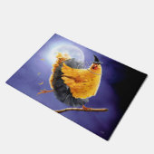 Hühnerhexe auf Broomstick Fußmatte (Schrägansicht)