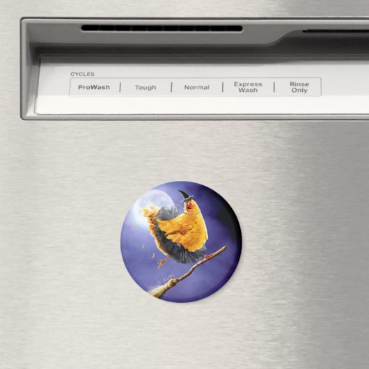 Hühnerhexe auf Broomstick Magnet (In Situ (Geschirrspüler))
