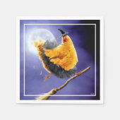 Hühnerhexe auf Broomstick Serviette (Vorderseite)