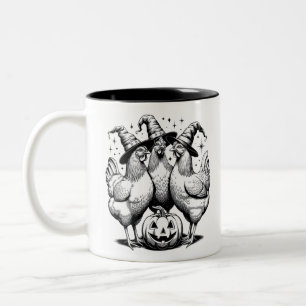 Hühnerhexen Lustiges Halloween Vintage Hexe  Zweifarbige Tasse