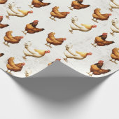 Hühnerhof Hen Grunge Vintag Bird Country Geschenkpapier (Ecke)