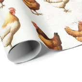 Hühnerhof Hen Grunge Vintag Bird Country Geschenkpapier (Rolleneckpunkt)