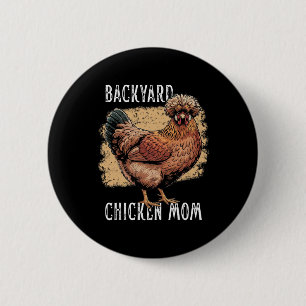 Hühnerhof-Huhn-Mama-Polnisches-Huhn-Design-Vintage Button