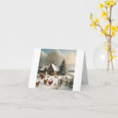 Hühnerhof Weihnachten Karte (Gelbe Blume)