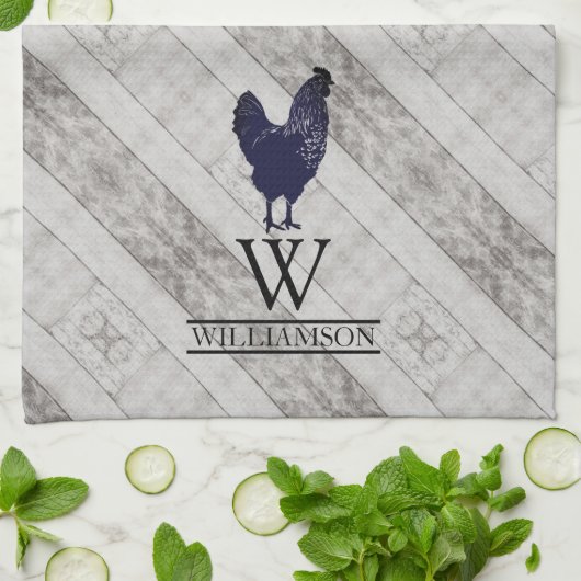 Hühnerhühner Mit Monogramm Landbetrieb Geschirrtuch (Gefaltet)