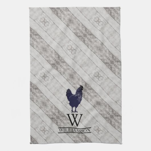 Hühnerhühner Mit Monogramm Landbetrieb Geschirrtuch (Vertikal)