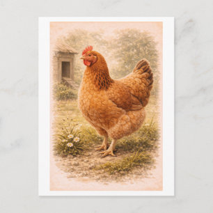 Hühnerillustration im Vintage-Stil Postkarte