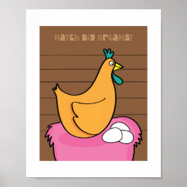 Hühnerillustration Kids Farm Animal Art Poster