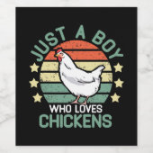 Hühnerjunge, nur ein Junge, der Hühner Liebe Weinetikett (Einzelnes Label)