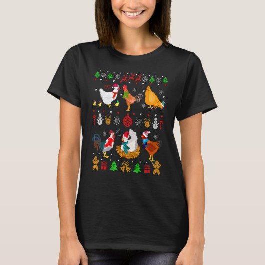Hühnerkollektion Weihnachtspullover Santa Huhn T-Shirt (Vorderseite)