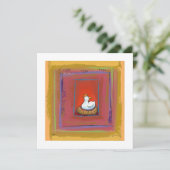 Hühnerkunst Eierlegen lustiges, farbiges Gemälde Einladung (Stehend Vorderseite)