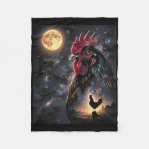 Hühnerkunst Himmelsmond Galaxie Geflügelfarm Nat Fleecedecke