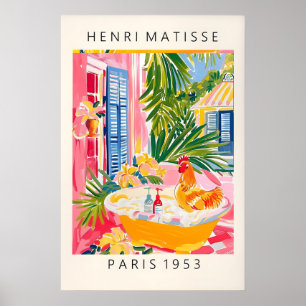 Hühnerkunst im Stil von Matisse, lustiger Druck fü Poster