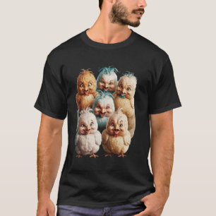 Hühnerkunst, verrückte Hühner, bunte Kunst T-Shirt