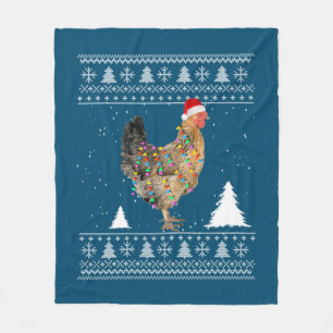 Hühnerleuchten mit Weihnachtsmannmütze Weihnachten Fleecedecke