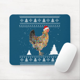 Hühnerleuchten mit Weihnachtsmannmütze Weihnachten Mousepad