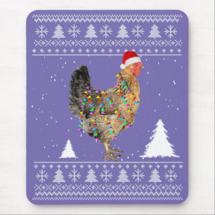 Hühnerleuchten mit Weihnachtsmannmütze Weihnachten Mousepad