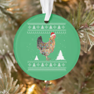 Hühnerleuchten mit Weihnachtsmannmütze Weihnachten Ornament