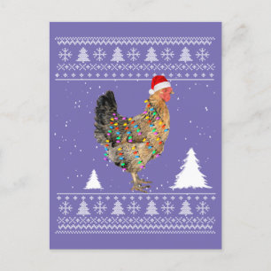 Hühnerleuchten mit Weihnachtsmannmütze Weihnachten Postkarte