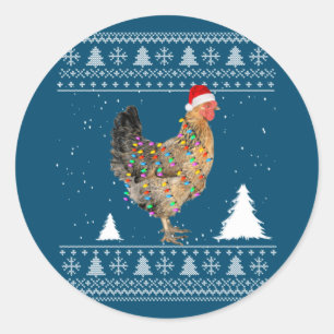 Hühnerleuchten mit Weihnachtsmannmütze Weihnachten Runder Aufkleber