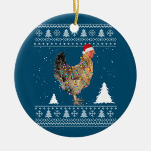Hühnerlichter mit Weihnachtsmannmütze Weihnachts-P Keramik Ornament