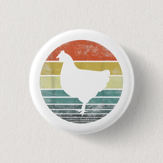 Hühnerliebhaber-Geschenke Lustiger Bauer Retro Vin Button (Vorderseite)