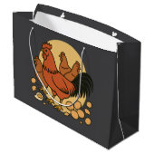 Hühnerliebhaber-Geschenktasche Große Geschenktüte (Rückseite Schrägansicht)