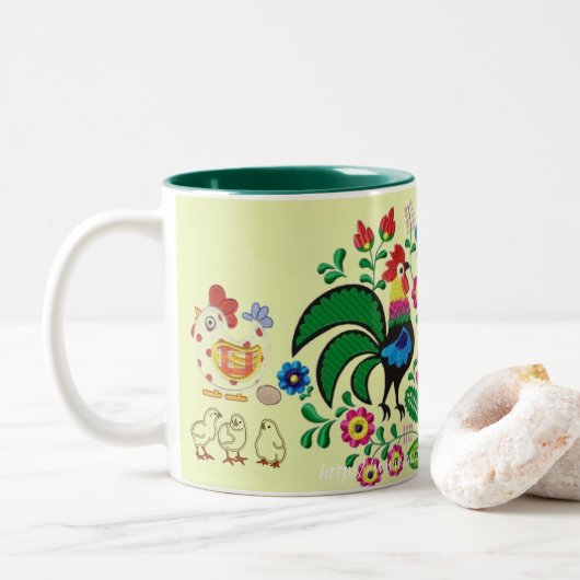 "Hühnerlippen" Zweifarbige Tasse (Mit Donut)