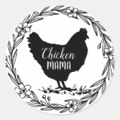 Hühnermama-Zierkrautaufkleber Runder Aufkleber (Vorderseite)