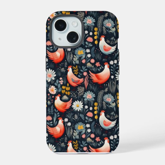 Hühnermuster iPhone 15 Hülle (Rückseite)