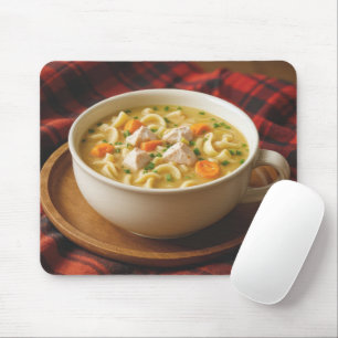 Hühnernoodle-Suppe auf einem Karierten Fußbett Mousepad