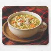 Hühnernoodle-Suppe auf einem Karierten Fußbett Mousepad (Vorne)
