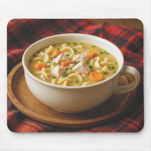 Hühnernoodle-Suppe auf einem Karierten Fußbett Mousepad (Vorne)