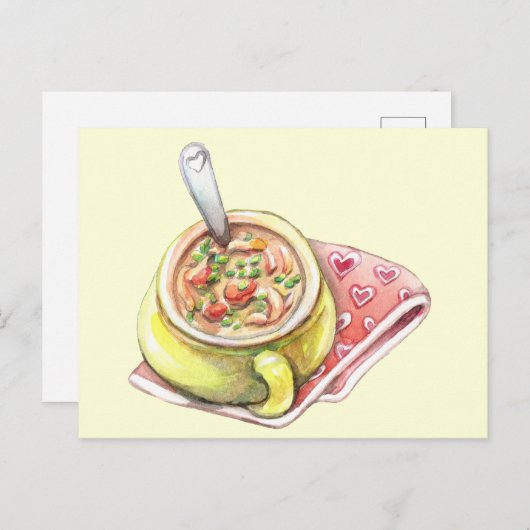 Hühnernoodle-Suppe Postkarte (Vorne/Hinten)