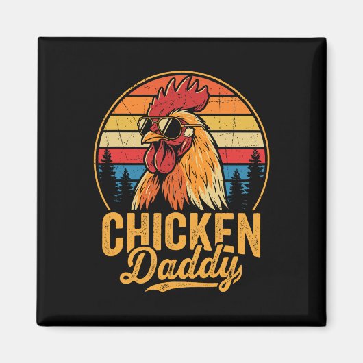 Hühnerpapa Lustiger Hahn Retro-Geflügelfarm Vater Magnet (Vorne)