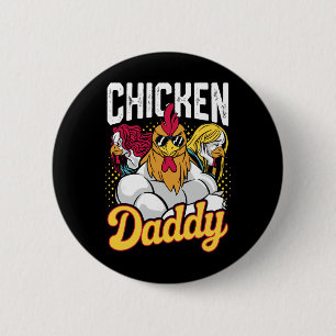 Hühnerpapa Vintage Geflügelzüchter Lustige Väter Button