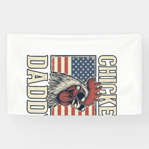 Hühnerpapa Vintage Hahn Patriotisch Banner