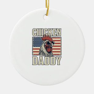 Hühnerpapa Vintage Hahn Patriotisch Keramik Ornament