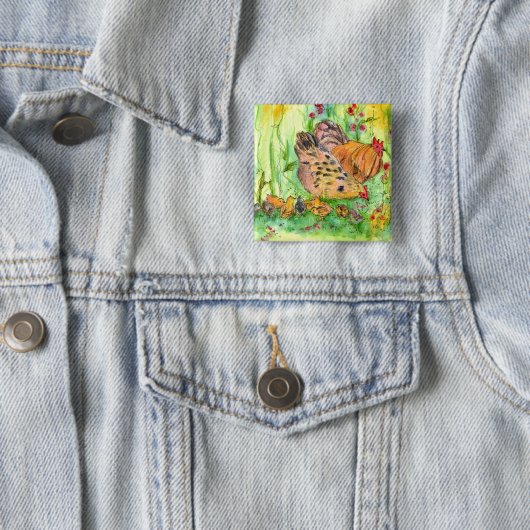 Hühnerpinsel Hen Birds Wasserfarbe Button (Beispiel)