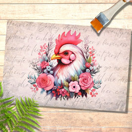 Hühnerportrait in Blume 1 Dekoupage Seidenpapier