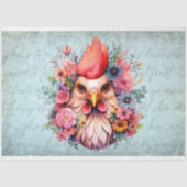 Hühnerportrait in Blume 4 Dekoupage Seidenpapier (Vorderseite)