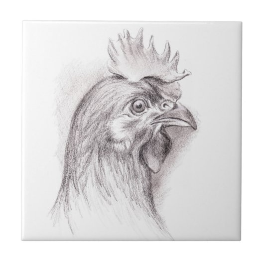 Hühnerportrait in Charcoal Fliese (Vorderseite)