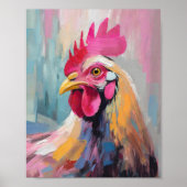 Hühnerportrait Moderne Abstrakte Kunst Poster (Vorne)