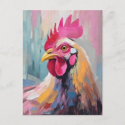 Hühnerportrait Moderne Abstrakte Kunst Postkarte (Vorderseite)