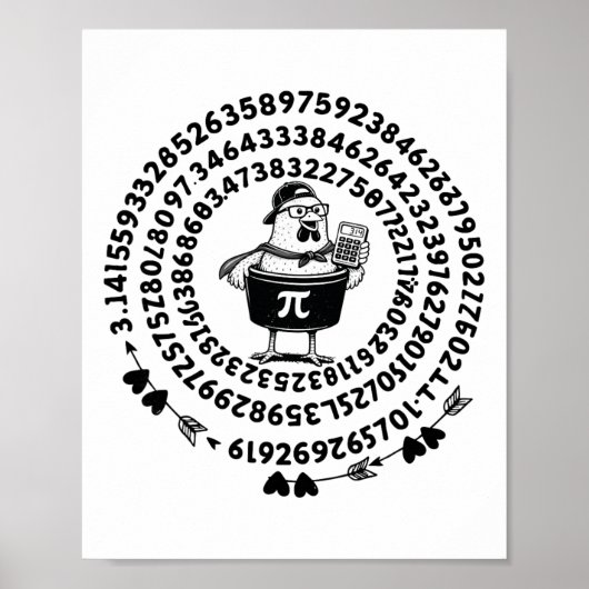 Hühnerpot-Halterechner Mathelehrer Pi-Tag Poster (Vorne)