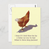 Hühnerquerung: Funny: Kunstwerk Postkarte (Vorne/Hinten)