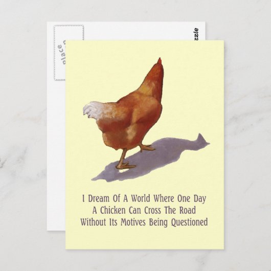 Hühnerquerung: Funny: Kunstwerk Postkarte (Vorne/Hinten)